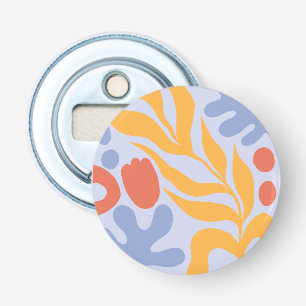 Décapsuleur fleuri printanier jaune et bleu