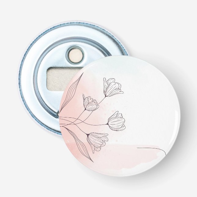Décapsuleur Fleurs Aquarelle Rose Romantique (Devant)
