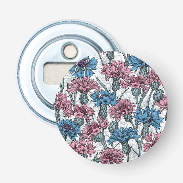 Décapsuleur Fleurs de maïs roses et bleues, fleurs sauvages su (Devant)