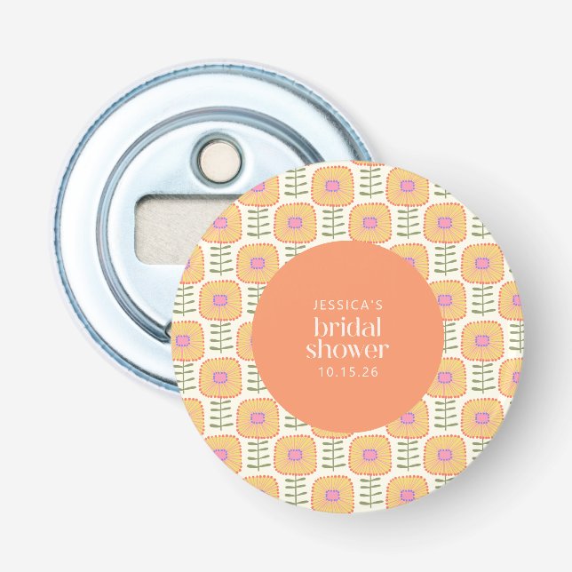 Décapsuleur Fleurs Jaune Orange Scandi Mariage Sur Mesure (Devant)