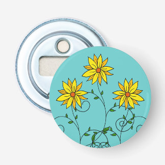 Décapsuleur Fleurs jaunes joyeuses et amusantes Art doodle