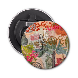 Décapsuleur Fleurs vintages Hula Colorful Hawaiian Tropical