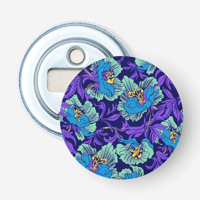 Décapsuleur Fleurs violettes et bleues William Morris (Devant)