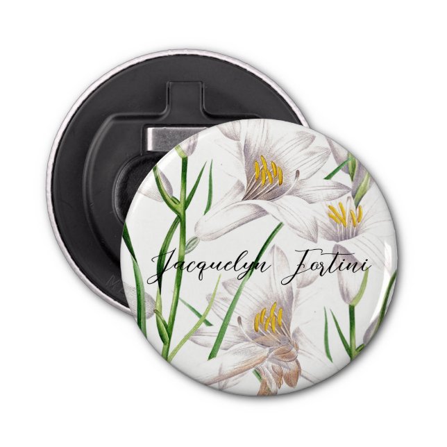 Décapsuleur Floral Elegant Chic Cute Calligraphie Ajouter Nom (Devant)