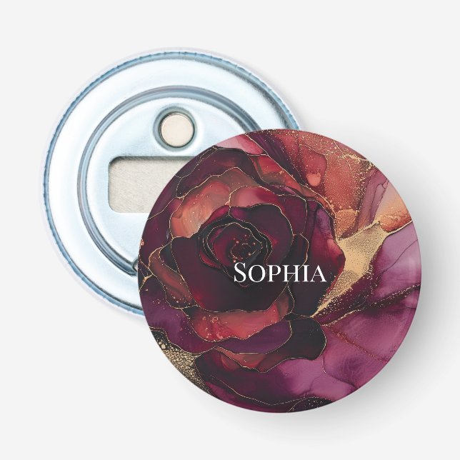 Décapsuleur Floral or rose de Bourgogne (Devant)