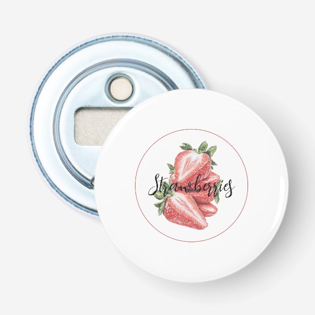 Décapsuleur Fraises Fruit Blanc Rouge   (Devant)