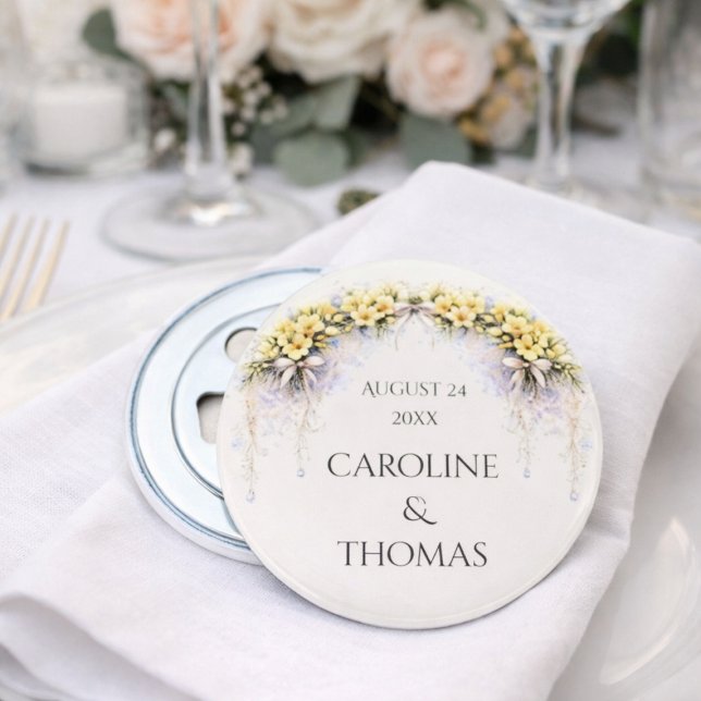 Décapsuleur Freesia Romantique Jaune Canari Mariage Floral (Créateur téléchargé)