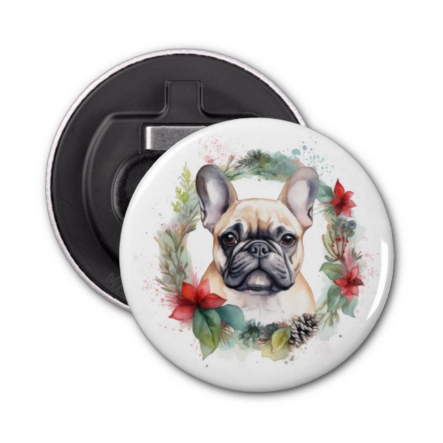 Décapsuleur French Bulldog Christmas Wreath Festive Pup (Devant)