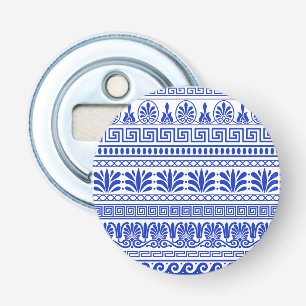 Décapsuleur Fret grec, Motif méditerranéen, Bleu