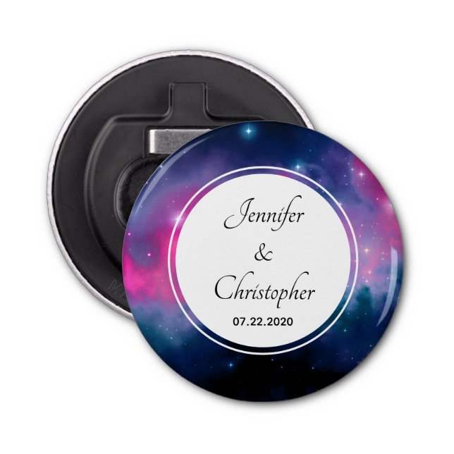 Décapsuleur Galaxie rose et bleu Nebula & Etoiles Mariage Abst (Devant)