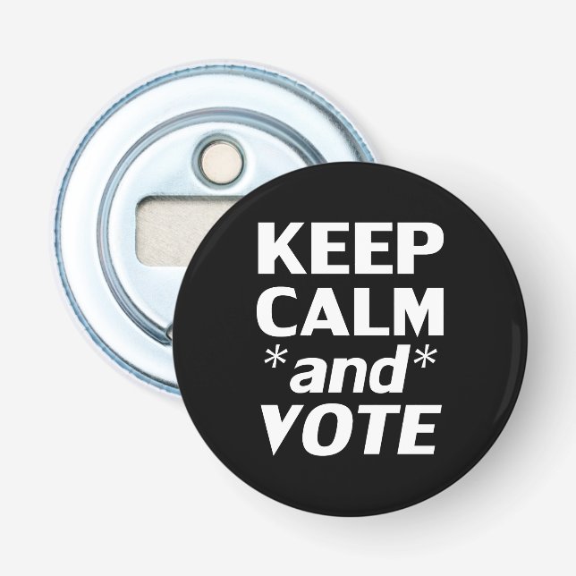 Décapsuleur garder le calme et voter typographie moderne blanc (Devant)