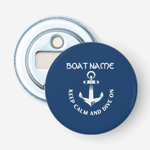 Décapsuleur Gardez votre calme et plongez, ancre bleu marine