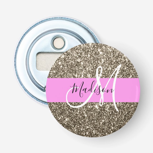 Décapsuleur Glam Pink Champagne Gold Parties scintillant Étinc (Devant)