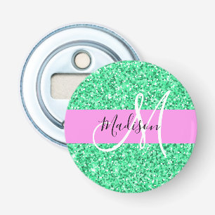 Décapsuleur Glam rose et Parties scintillant verte éclaboussen