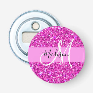 Décapsuleur Glamour Rose & Magenta Paillettes Étincelles Monog