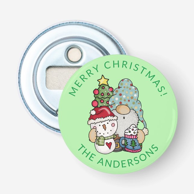 Décapsuleur Gnome Bonhomme de Neige Cadeau de Noël (Devant)