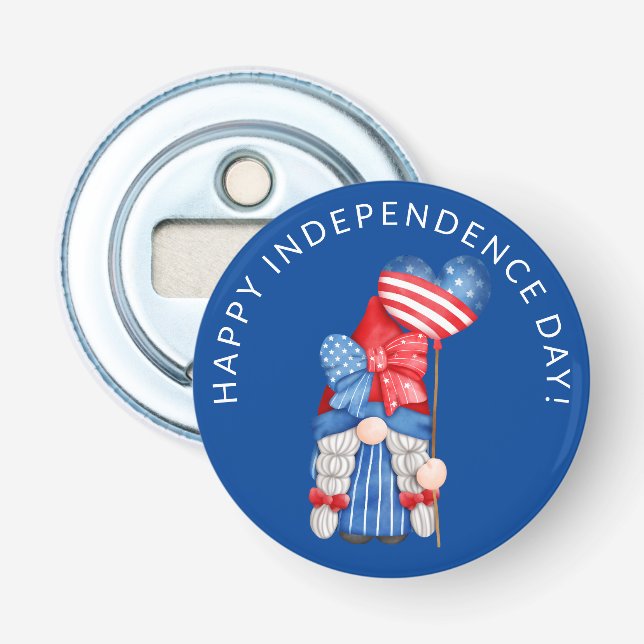 Décapsuleur Gnome du 4 juillet fête de l'indépendance bleue (Devant)