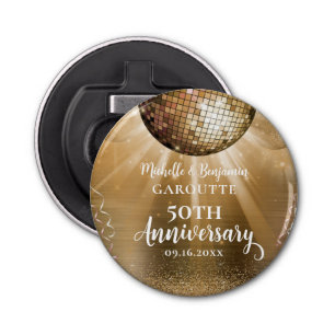 Décapsuleur Gold Glam Disco Ball 50e anniversaire Mariage