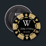 Décapsuleur Gold Glitter Poker Chip Casino Wedding Party Favor<br><div class="desc">Celebrate in style with this trendy poker chip bottle opener. The design is easy to personalize with your own wording and your family and friends will be thrilled when they receive this fabulous party favor.</div>