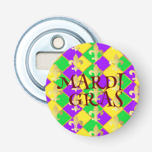 Décapsuleur Gold Green Mardi Gras Harlequin Motif