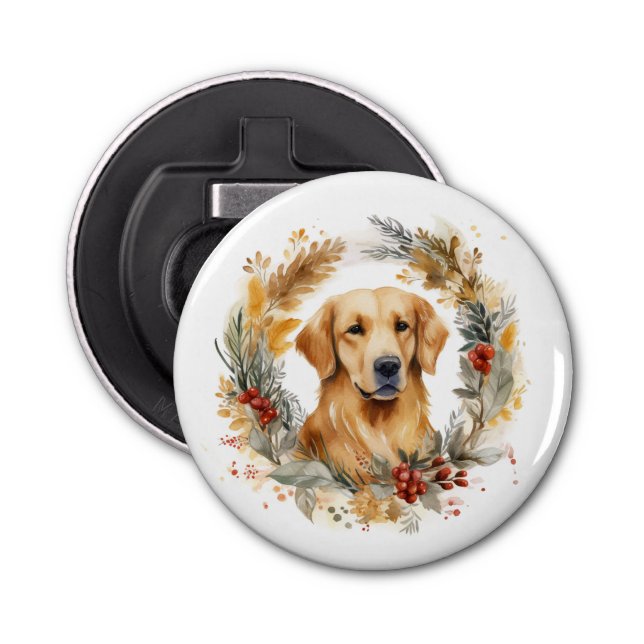 Décapsuleur Golden Retriever Christmas Wreath Festive Pup (Devant)