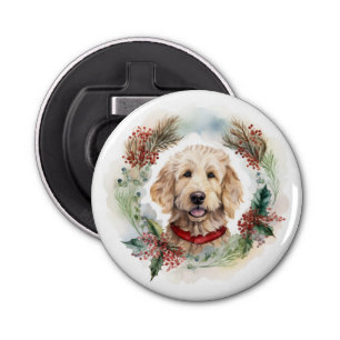 Décapsuleur Goldendoodle Christmas Wreath Festive Pup