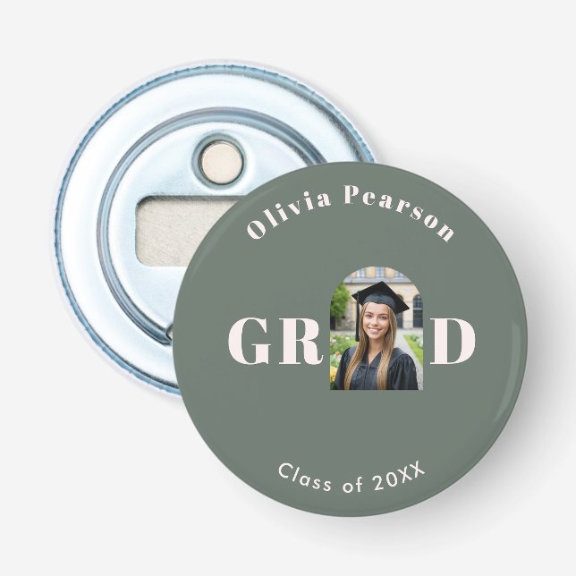 Décapsuleur Graduation Arch Photo Sage Green Grad Party Favor (Devant)
