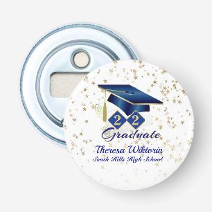 Décapsuleur Graduation Cap Party Blue Gold Personnalisé