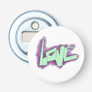 Décapsuleur graffiti d'amour violet vert menthe typographie po