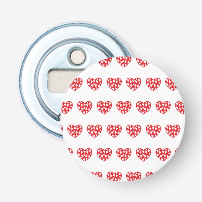 Décapsuleur Grand Coeur Rouge Avec Petits Coeurs (Devant)