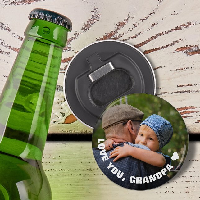 Décapsuleur Grand-parents Day Love You Grand-père Photo (Grandparents Day Love You Grandpa Photo Bottle Opener)