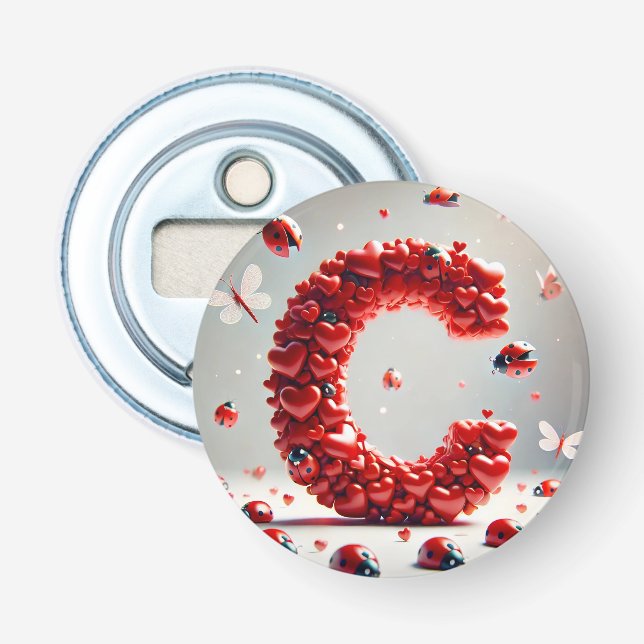 Décapsuleur Grappe de cœurs créatifs de la lettre C (Devant)