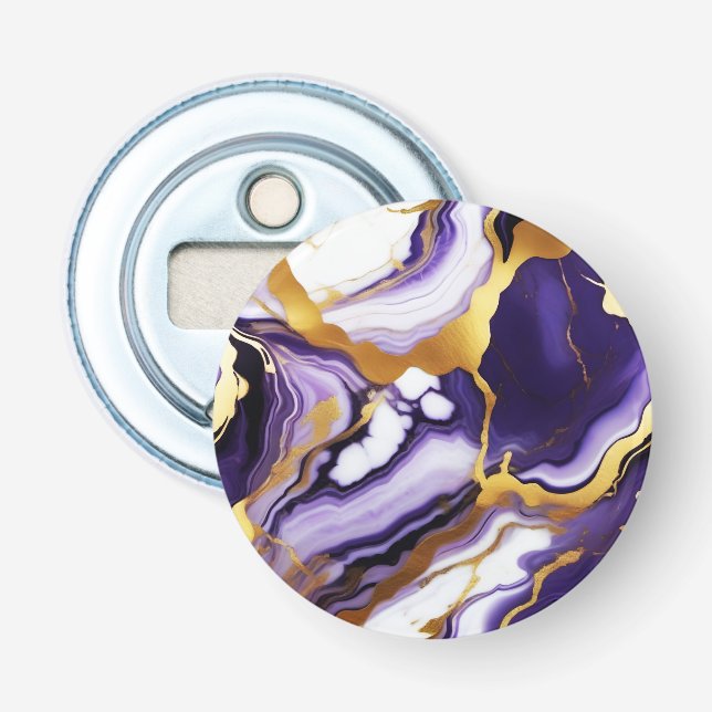Décapsuleur Gras Trendy violet jaune or faux marbre (Devant)