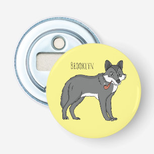 Décapsuleur Gray wolf with pipe cartoon