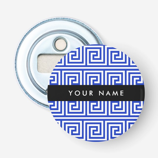 Décapsuleur Grec Meander Key Blue, Votre Nom, Personnaliser (Devant)