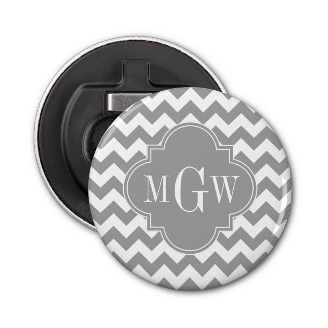 Décapsuleur Grey What Chevron Dk Gris Quatrefoil 3 Monogramme (Devant)