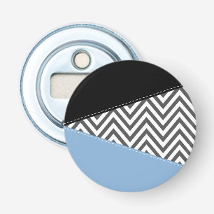 Décapsuleur Gris Zigzag, Gris Chevron, Motif Zigzag, Bleu