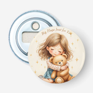 Décapsuleur Grosses Câlins Fille Mignonne qui étreint un Ours