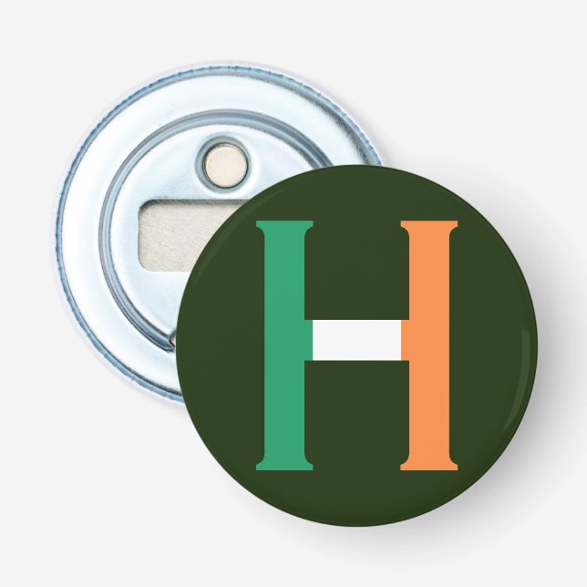 Décapsuleur H Monogramme superposé sur le bocal drapeau irland (Devant)