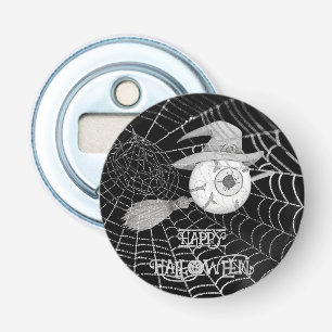 Décapsuleur Halloween balai sorcière, globe oculaire effrayant