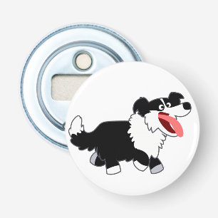 Décapsuleur Happy Cartoon Bordure Collie Bouton Bouteille Ouve