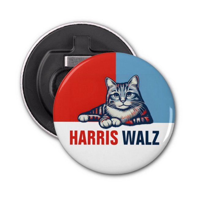 Décapsuleur Harris Walz 2024 Manifestement Red Blue Cat (Devant)