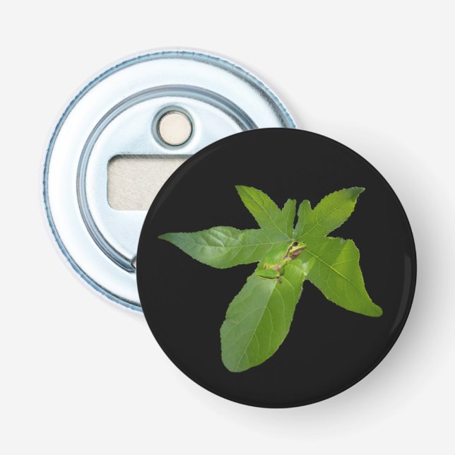 Décapsuleur "Havre de feuilles : une petite grenouille verte s (Devant)
