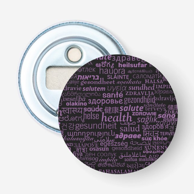 Décapsuleur Health Text Bouteille multilingue Ouvrir vos coule (Devant)
