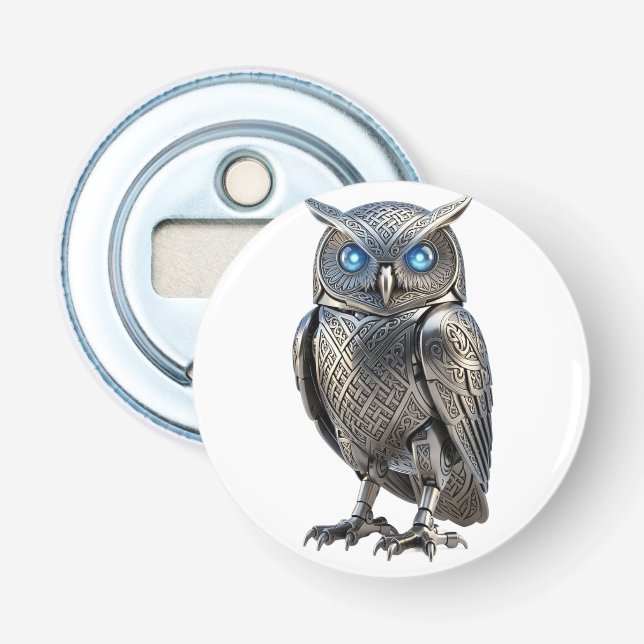 Décapsuleur Hibou mécanique celtique argent Steampunk (Devant)
