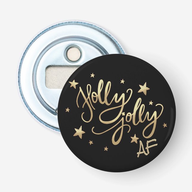 Décapsuleur Holly Jolly AF | Shiny Gold Faux Foil Script (Devant)