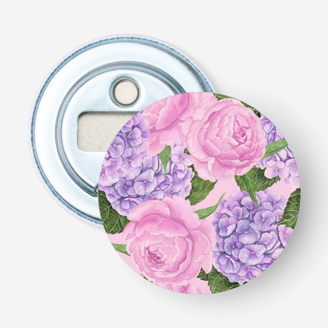 Décapsuleur Hydrangea et motif de pivoine (Devant)