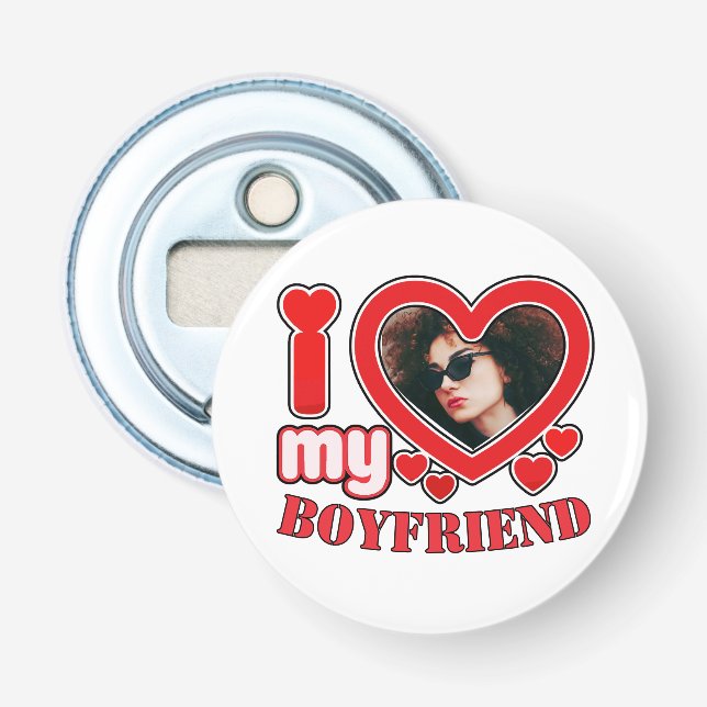 Décapsuleur I Love My Boyfriend Photo personnalisée Coeur (Devant)