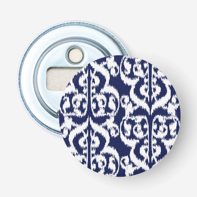 Décapsuleur Ikat Damassé Mauresque - indigo et blanc (Devant)
