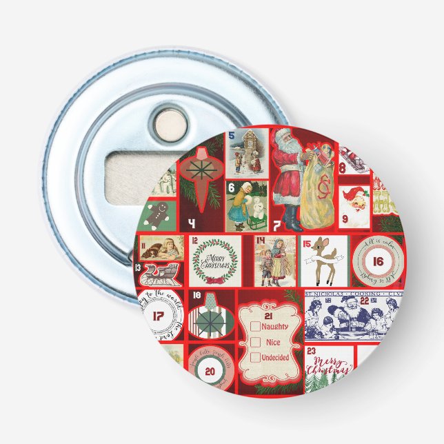 Décapsuleur Illustration de bloc de l'Avent de Noël carré Art (Devant)